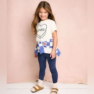 Hanna Andersson US 8 (130 cm) classic navy blue leggings kids girls pants